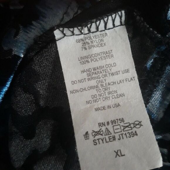 Fashion Nova Blouse Top Womens Blouse X Large Blue Leopard Long Sleeve Wired U - Picture 9 of 9